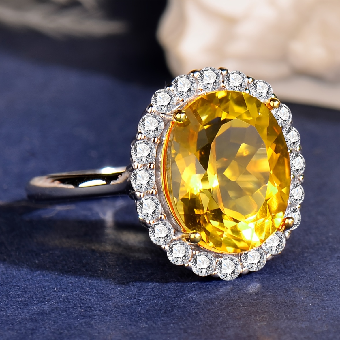 Natural Citrine 925 Silver Adjustable Ring